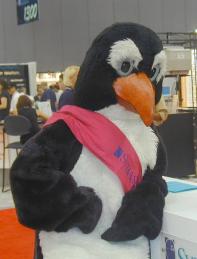 Sybase employee in penguin suit