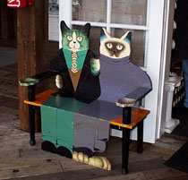 [Cat-shaped bench]
