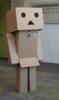 Robot made out of cardboard boxes