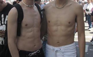 two shirtless guys